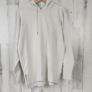 Tek Gear Cream Hooded Drawstring Sweater Split Sides Size XL